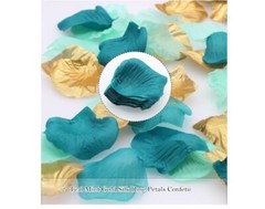 900pcs Silk Rose Petals Gold Yarn Flower Petals for Wedding FlowerTeal Aqua Mint
