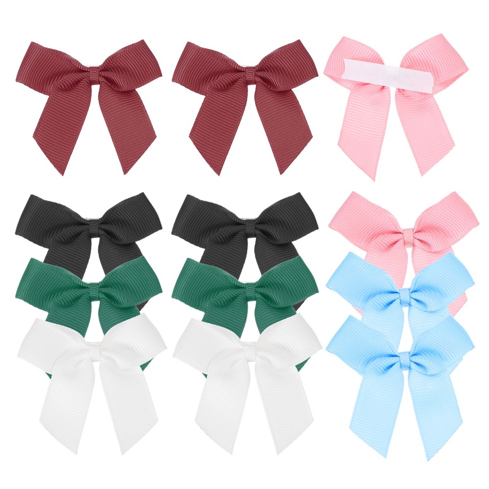 12Pcs Mini Grosgrain Ribbon Bow 2″ Self Adhesive Flower Bows Multicolor