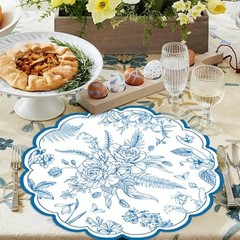 50 Pcs Paper Placemats,Placemat Chinoiserie Place Mats 13.4 Inch Blue Floral
