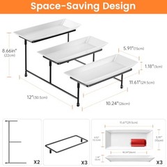 3 Tier Serving Tray for Party, 12» BPA Free Food 12″ x 11.6″ x 8.7″ Black