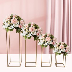 4Pcs Gold Metal Flower Stand Flower Holder Rectangular Rack Indoor/Outdoor