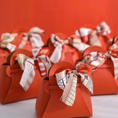 10PCS Wedding Favor Gift Bags Mini Handbag Candy Box Ribbon Party Packaging