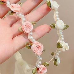 Elegant Pearls Rose Sweet Headwear For Weddings Parties Special Occasion