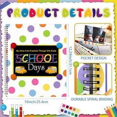 School Memory Book Photo Album for Kids, School Years Keepsake Book Polka Dots