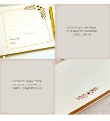 Wedding Engagement Guest Book 7×9” Elegant Gold Photo Album 100 Blank Page