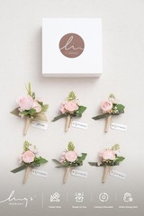 Blush Pink Boutonniere Set for Men, 6pcs Wedding Flowers