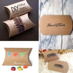 50pcs Kraft Black White Paper Pillow Box for Jewelry Candy Gift Wedding Favor Sm