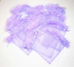 Purple 5×7 Feather Organza Drawstring Pouch | Jewelry Gift Favor Bags 12 pcs