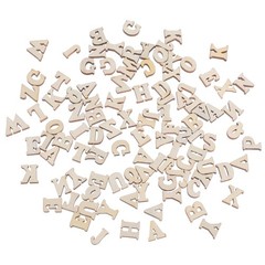 100Pcs Durable Wooden Slice Crafts Beige Wood Letters for Christmas DIY Projects