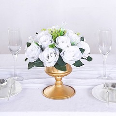WHITE 2 Bouquets 10″ Silk Roses Artificial FLOWER BALLS Party Events Decorations