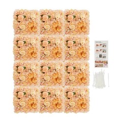 12 Pack Champagne Warm Tones Artificial Flower Panels Durable Fade Proof Decor