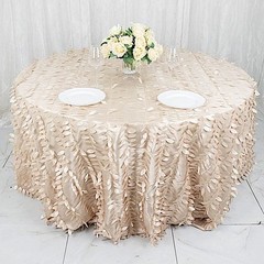 BalsaCircle 132-Inch Beige Taffeta Round Tablecloth Leaf 132″ (Round),