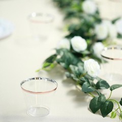 CLEAR ROSE GOLD RIM 10 oz Plastic Cups Disposable Wedding Party Tableware Sale