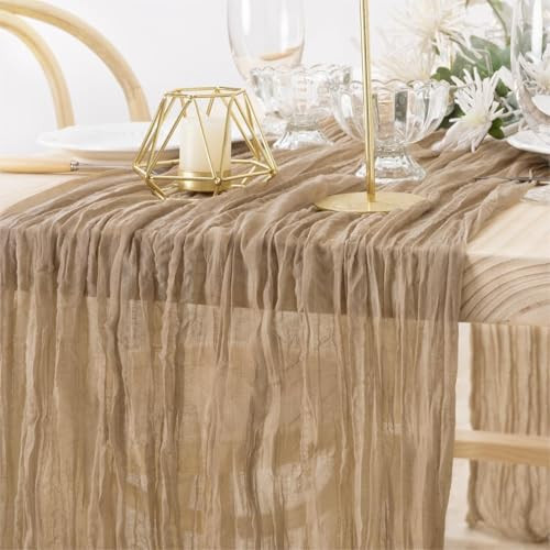 Boho Cheesecloth Table Runner Tan Cheese Cloth Table Runner 160 inch Gauze