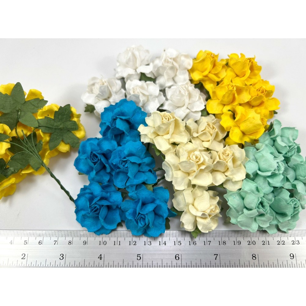 1-1/2″or 3.75cm White Yellow Ocean blue Paper Flower Wedding Scrapbook (R21-620)