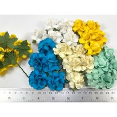 1-1/2″or 3.75cm White Yellow Ocean blue Paper Flower Wedding Scrapbook (R21-620)