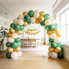 Sage Green Gold White Balloons Kit 60pcs 12 in Sage Green Gold and Sand White