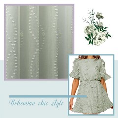 Window Curtain Sage Green Sheer Pompom 52×63 Kids Bedroom Living Room Panel Pair