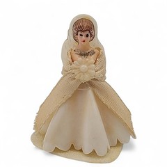 Vtg 50s/60s Mini Celluloid Wedding Bride Groom Cake Topper Made In Hong Kong