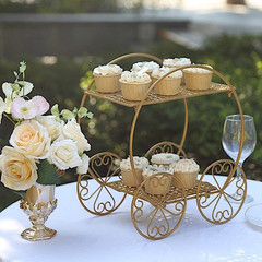 14 in Gold 2 Tier Cinderella Carriage Cupcake Dessert Display Stand | 14″ Cup Ca