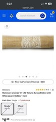 Mainstays 18″ X 10’ Burlap Lace Table Runners. 7 Used Good Condition + 1 New
