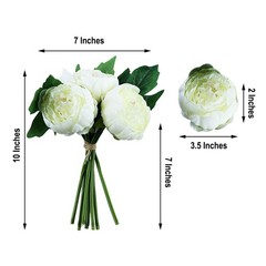 CREAM 10″ Silk Artificial Peony Flowers Bouquet Arrangement Wedding Centerpieces