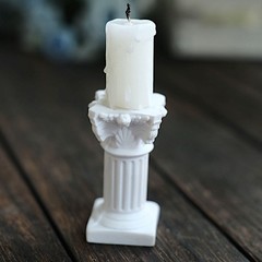 6 White 2.5″ Mini Roman Column Taper Candle Holders Wedding Party Decorations