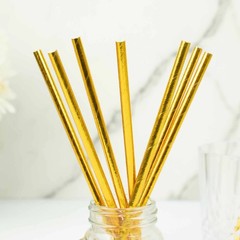 Gold 50 Metallic 8″ Disposable Food Grade Drinking Paper Straws Party Events