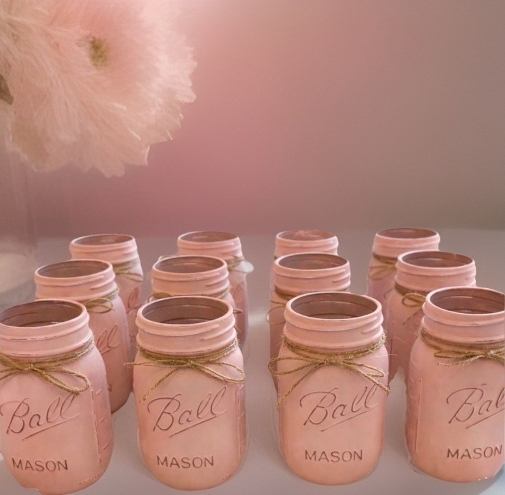10 Painted Mason Jars In Pink Customizable Party Favors Table Centerpieces Decor