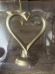 Classy Retired Studio His & Hers Gold Heart Wedding Cake Topper 6x5x3”