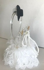Western Hearts with Cowboy Boot Charms and Cowboy Hat, White Wedding Cake Topper