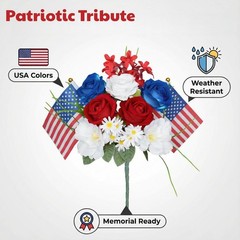 Nikuoan 13.8» 4th of July Artificial Red White Blue Normal, &