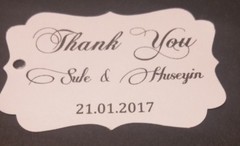 Personalise wedding Thank you Names date only Gift tags Pk-20,30,50,100,150