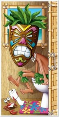 Durable Tiki Man Restroom Door Cover – 30″ x 5′ for Beach-Themed Celebrations