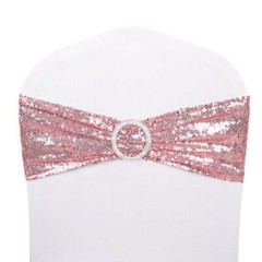 50Pcs Sequin Chair Sashes Spandex Glitter Chair Bows Bands Wedding Banquet Decor