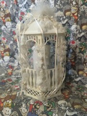 Vintage Wilton Bride and Groom Gazebo Wedding CakeTop White Porcelain 90s