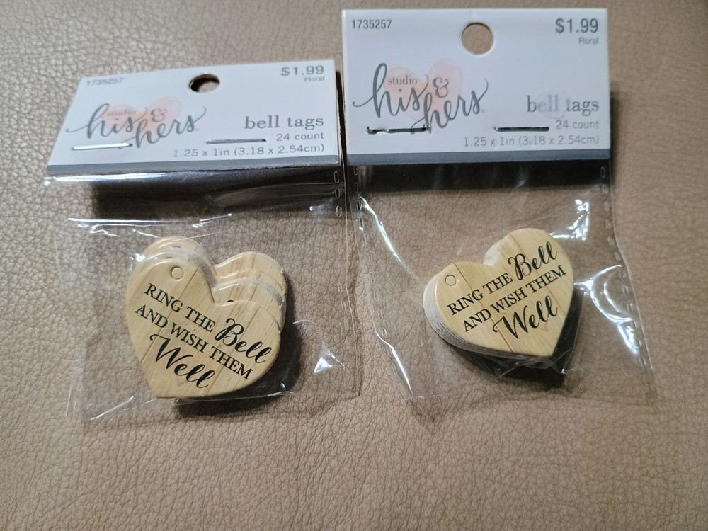 Wedding Bell Send Off Tags Ring The Bell To Wish Them Well Heart Shape 48ct New