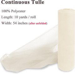 Ivory Tulle Fabric Rolls 54 Inch X 10 Yards Large Mesh Tull Bolt for Wedding, Ga