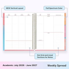 Livewell 2026-2027 Weekly and Monthly Academic Year 7″ x 9″ Rainbow- 2026/2027