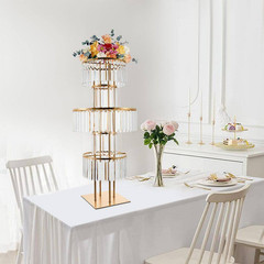 43.31 In. H, Gold 5-Tier Iron Acrylic Decorative Stand Wedding Party Event Table