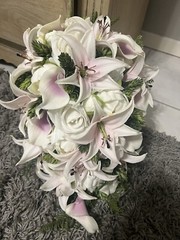Faux Lilly Cascading Wedding Bouquet