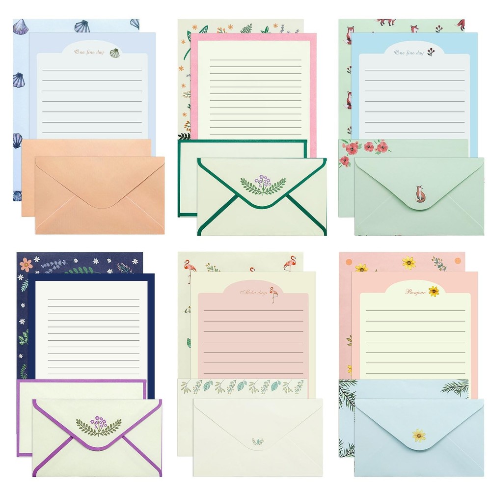 KSIWRE 36 PCS Stationary Set with Envelopes,6 Different Style Cute Letter Wri…