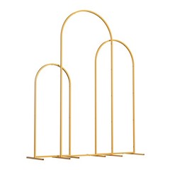 Gold Wedding Arch Backdrop Stand 3 Pcs Set Outdoor Garden Ceremony Decoration