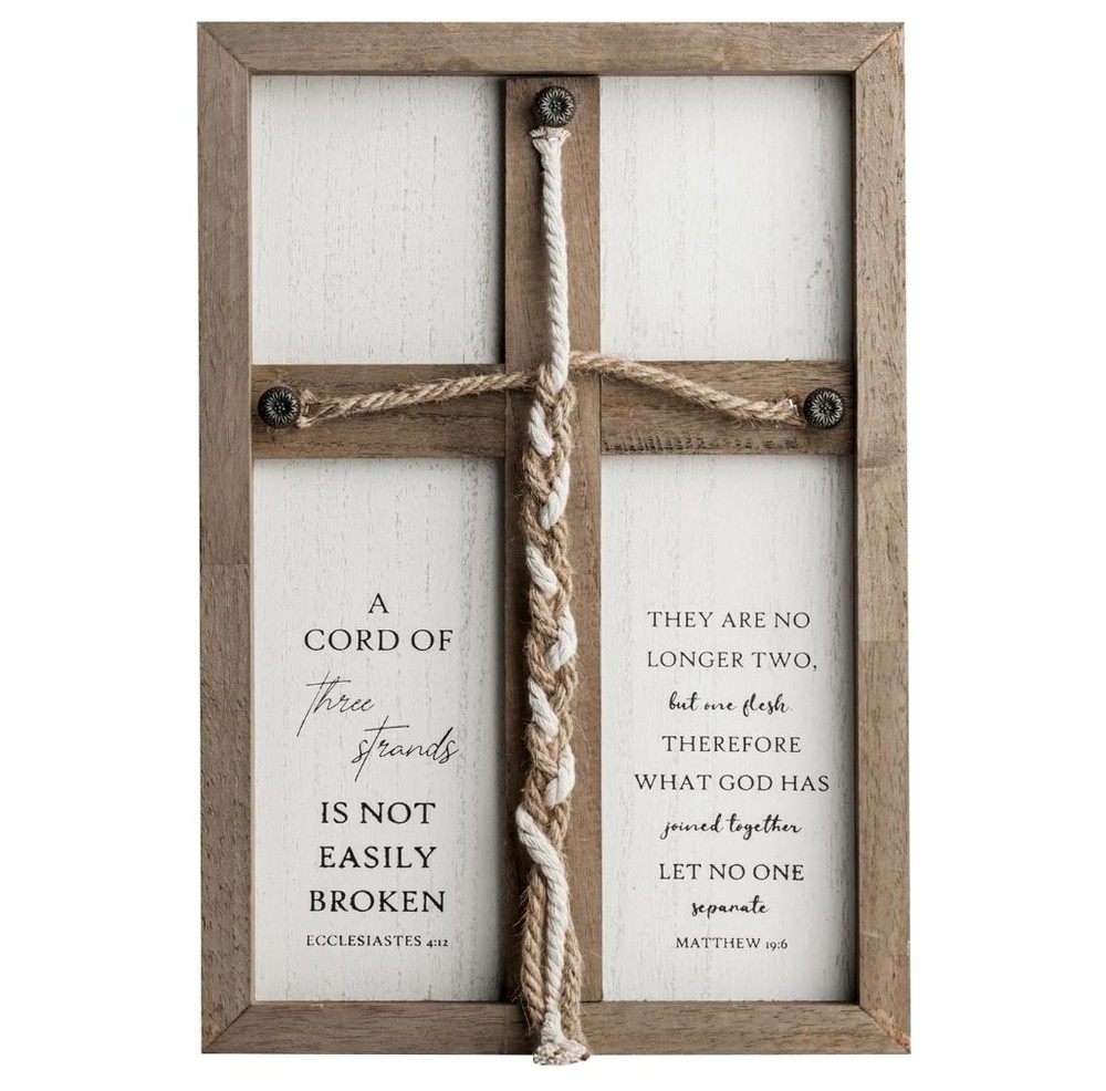 A Cord of Three Strands Wedding Ceremony Sign Elegant Trinity Braid Cross for…