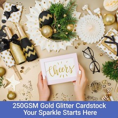 BVMGTT 10 Sheets Gold Glitter Cardstock 250GSM/92lb No 8.5 X 11 Inches,