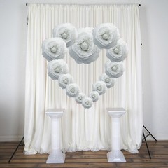 4 pcs 16″ White Artificial Large Roses Flowers Wall Backdrop Party Wedding