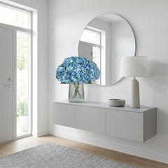 2Bouquets Artificial Fake Flowers Silk Hydrangea Dark Blue, 5 Flower Heads