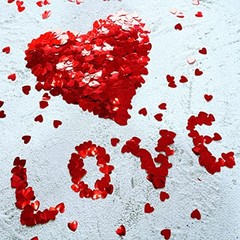 Table Confetti – Metallic Shaped Glitter Mylar Confetti for Heart Red