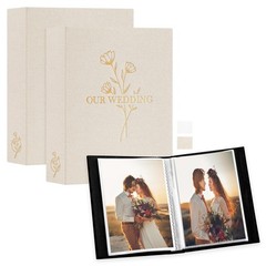 Lanpn Wedding Photo Album 4×6 2 4×6/50 Photos(2PK), OUR WEDDING – Beige