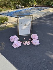 Wedding Sign Welcome To Our Beginning With Flower Bouquets